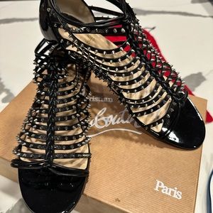 Christian Louboutin Millaclous Studded Caged Red Sole Sandal, Black/Silver